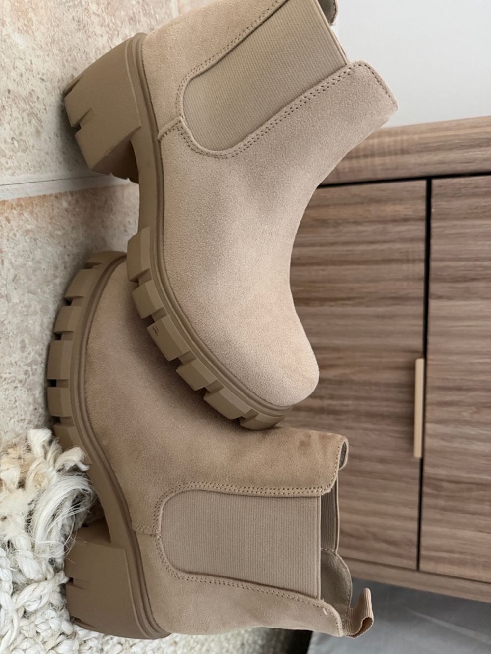 Chunky Chelsea Booties in Taupe